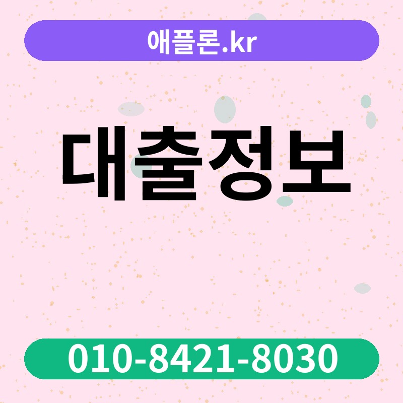 대출정보 | 애플론.kr | 010-8421-8030