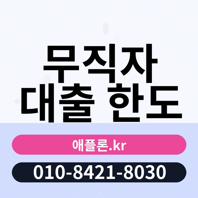 무직자 대출 한도 | 애플론.kr | 010-8421-8030