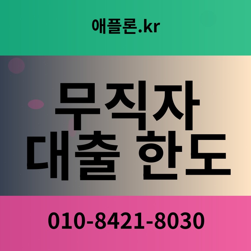 무직자 대출 한도 | 애플론.kr | 010-8421-8030