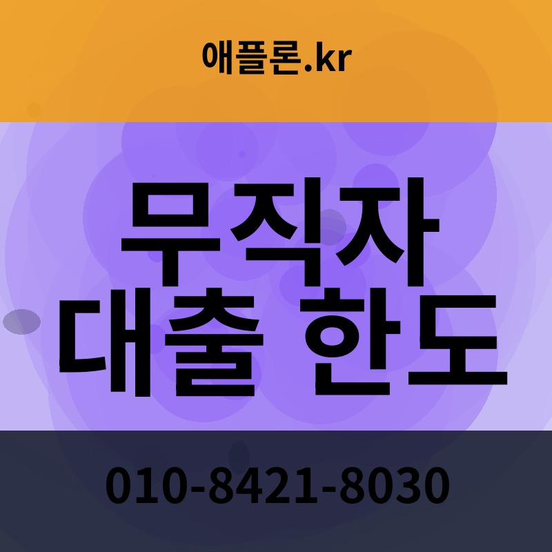 무직자 대출 한도 | 애플론.kr | 010-8421-8030