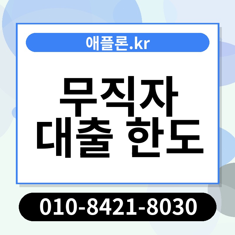 무직자 대출 한도 | 애플론.kr | 010-8421-8030