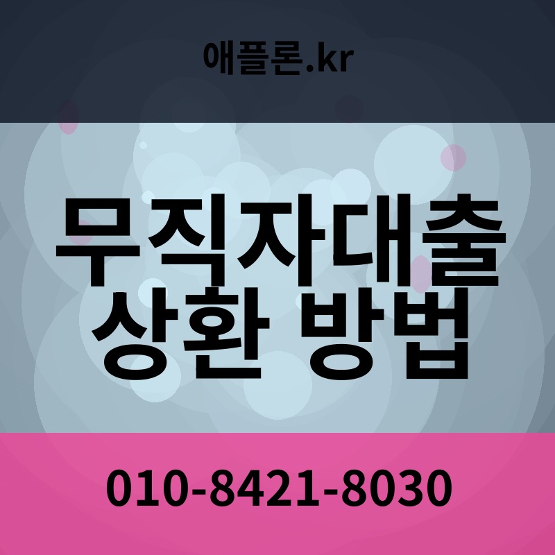 무직자대출 상환 방법 | 애플론.kr | 010-8421-8030