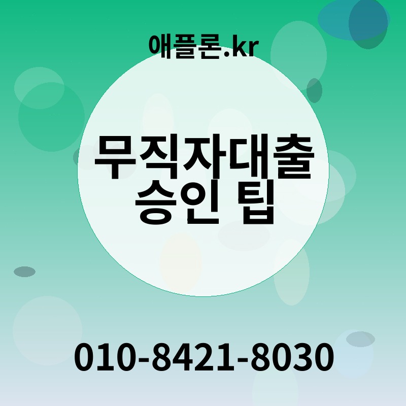 무직자대출 승인 팁 | 애플론.kr | 010-8421-8030