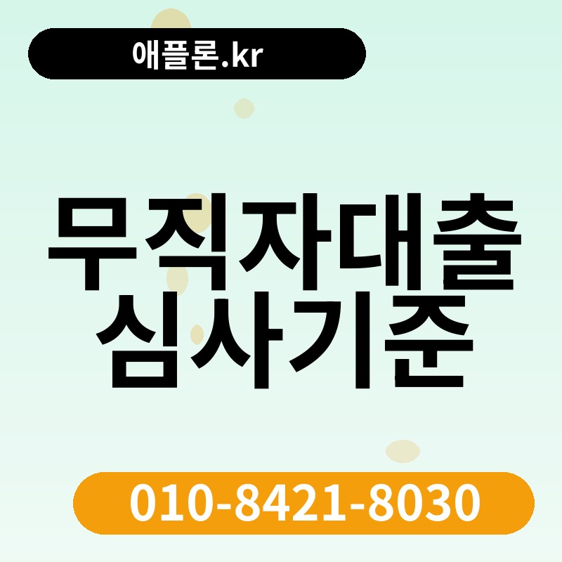 무직자대출 심사기준 | 애플론.kr | 010-8421-8030