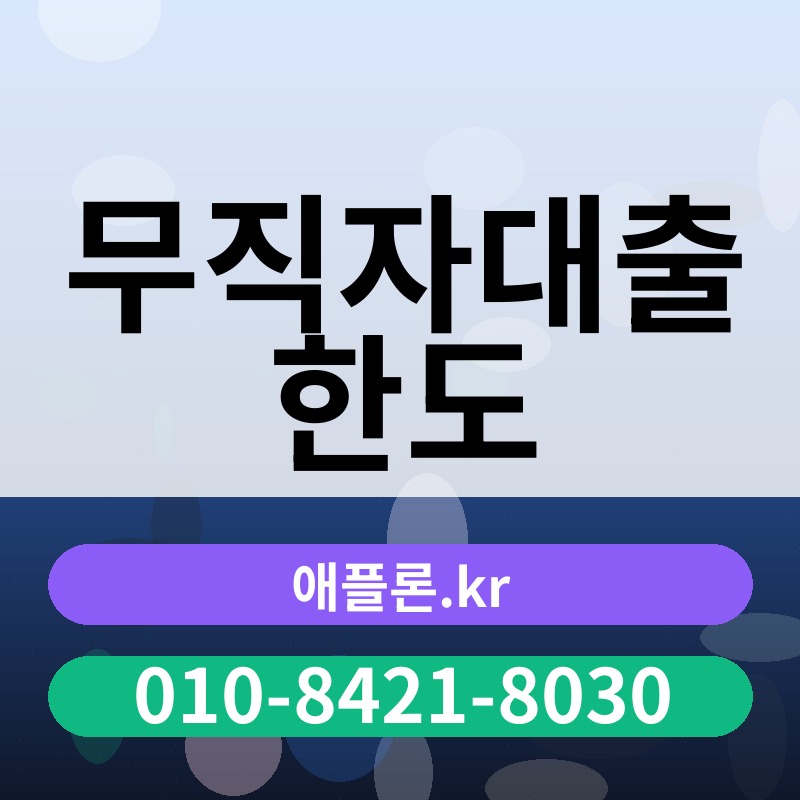 무직자대출 한도 | 애플론.kr | 010-8421-8030