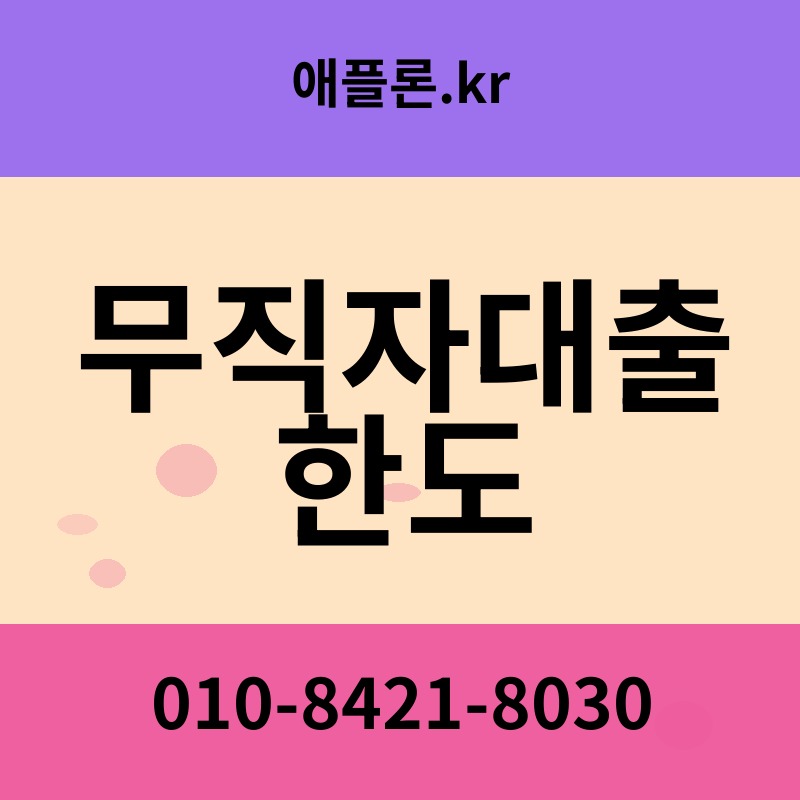 무직자대출 한도 | 애플론.kr | 010-8421-8030