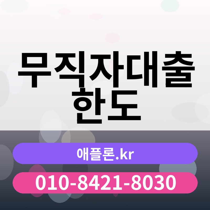 무직자대출 한도 | 애플론.kr | 010-8421-8030