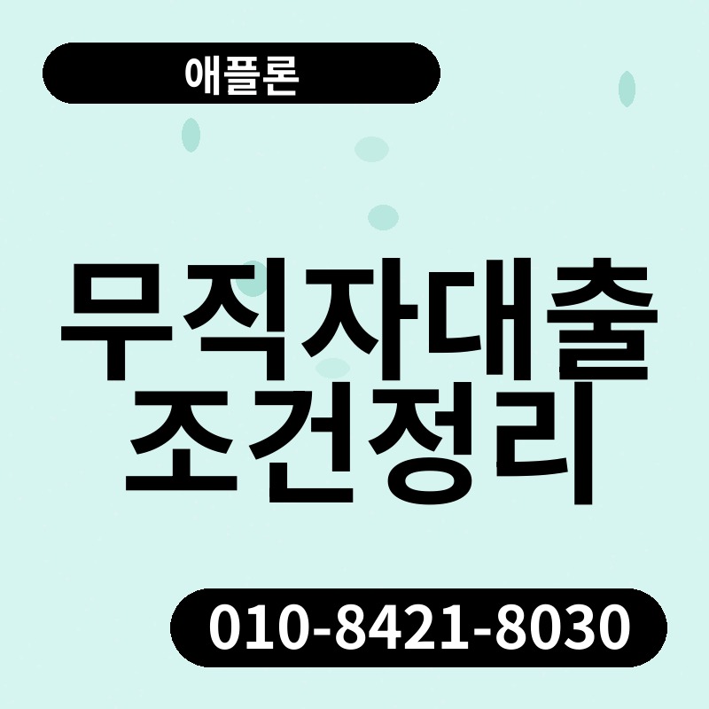 무직자대출조건정리 | 애플론 | 010-8421-8030