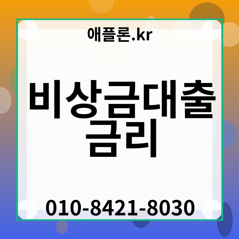 비상금대출 금리 | 애플론.kr | 010-8421-8030