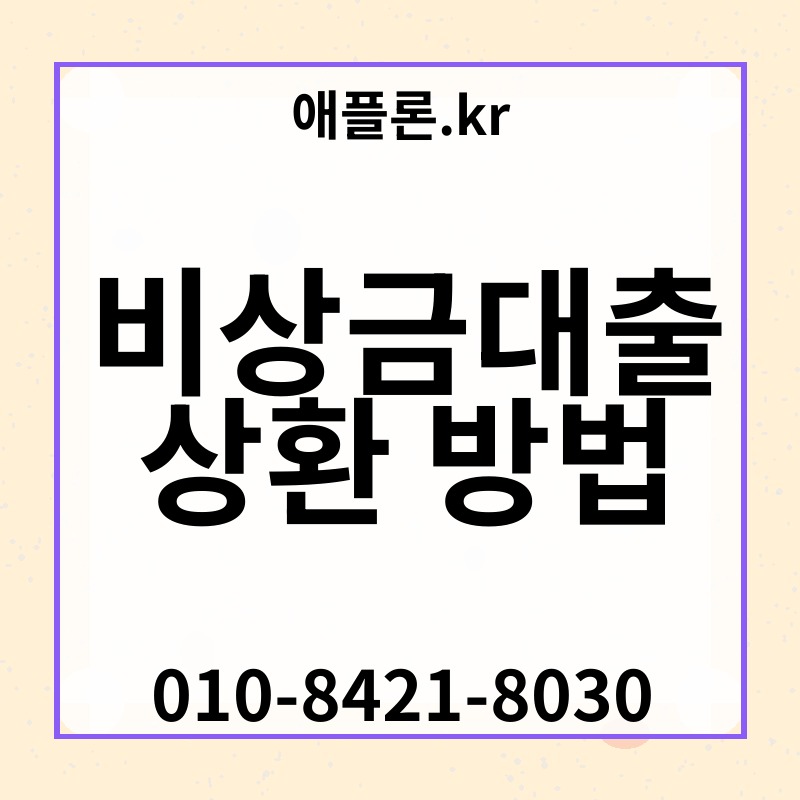 비상금대출 상환 방법 | 애플론.kr | 010-8421-8030