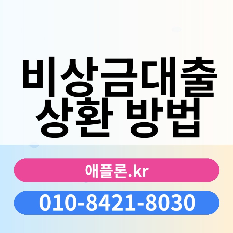 비상금대출 상환 방법 | 애플론.kr | 010-8421-8030