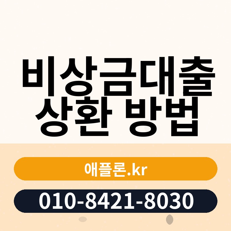 비상금대출 상환 방법 | 애플론.kr | 010-8421-8030