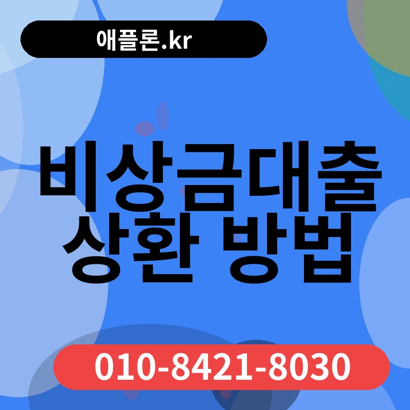 비상금대출 상환 방법 | 애플론.kr | 010-8421-8030
