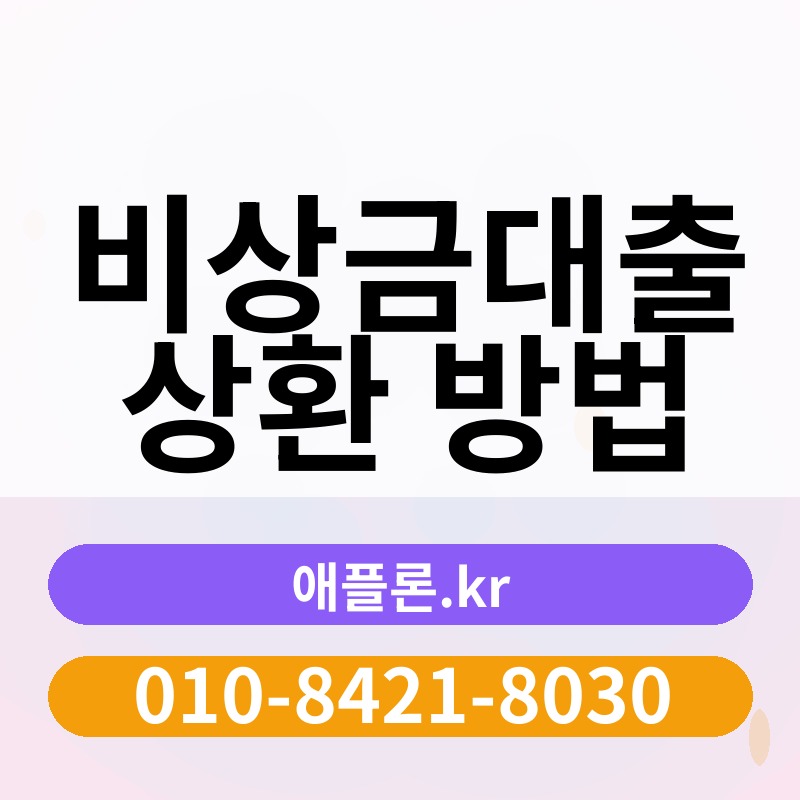비상금대출 상환 방법 | 애플론.kr | 010-8421-8030