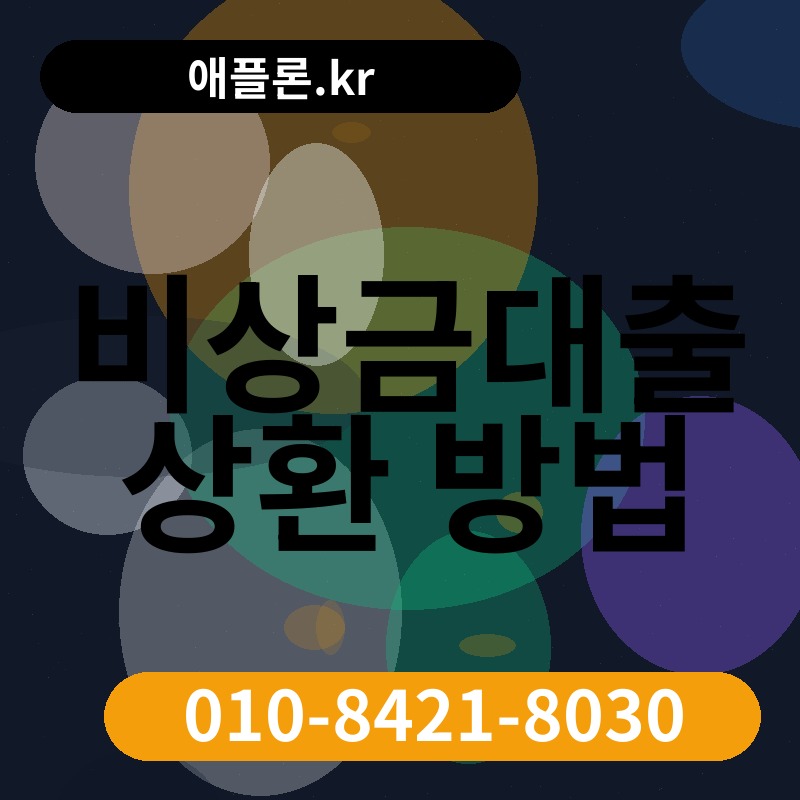 비상금대출 상환 방법 | 애플론.kr | 010-8421-8030