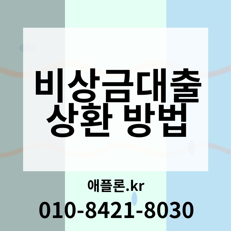 비상금대출 상환 방법 | 애플론.kr | 010-8421-8030