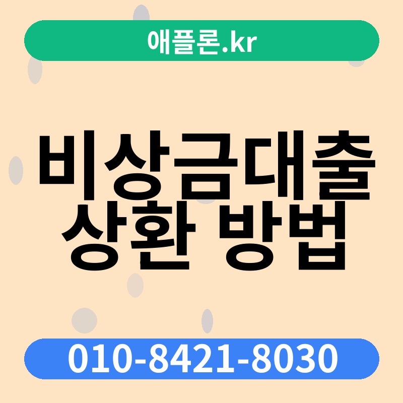 비상금대출 상환 방법 | 애플론.kr | 010-8421-8030