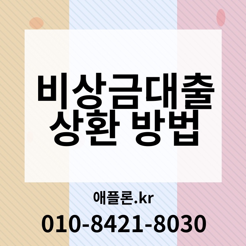 비상금대출 상환 방법 | 애플론.kr | 010-8421-8030