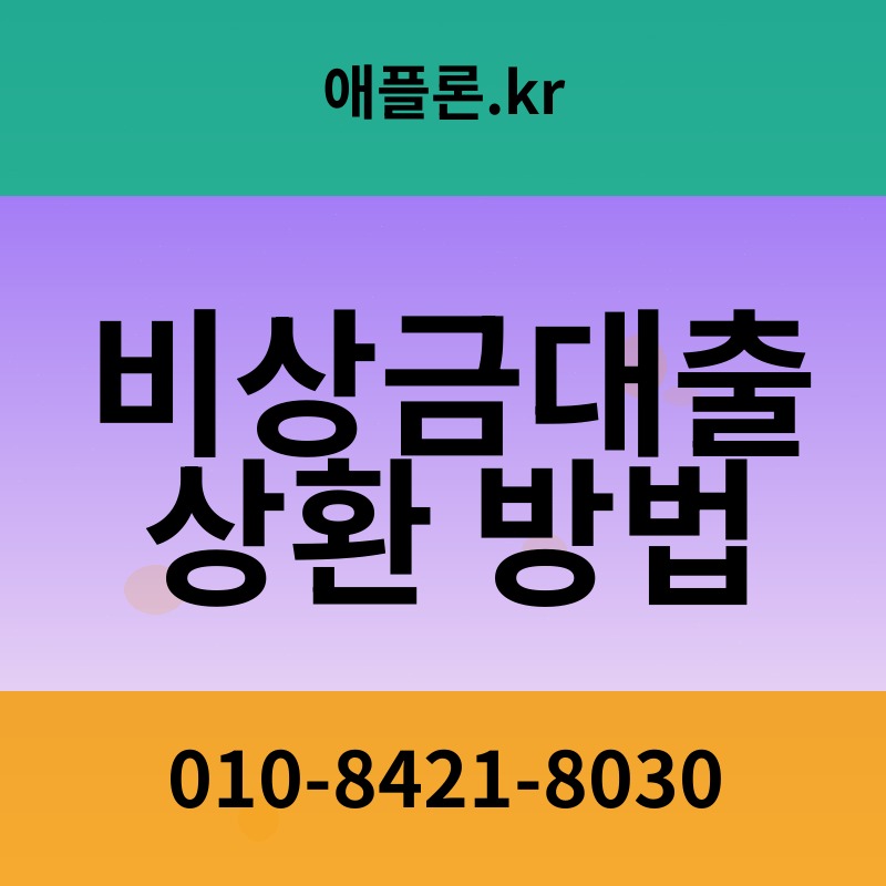 비상금대출 상환 방법 | 애플론.kr | 010-8421-8030