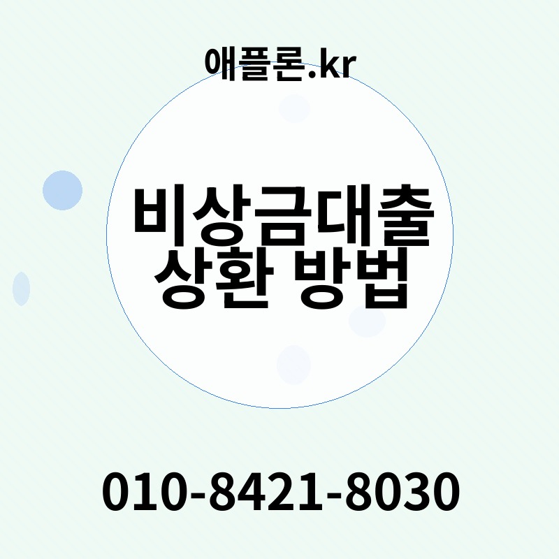 비상금대출 상환 방법 | 애플론.kr | 010-8421-8030
