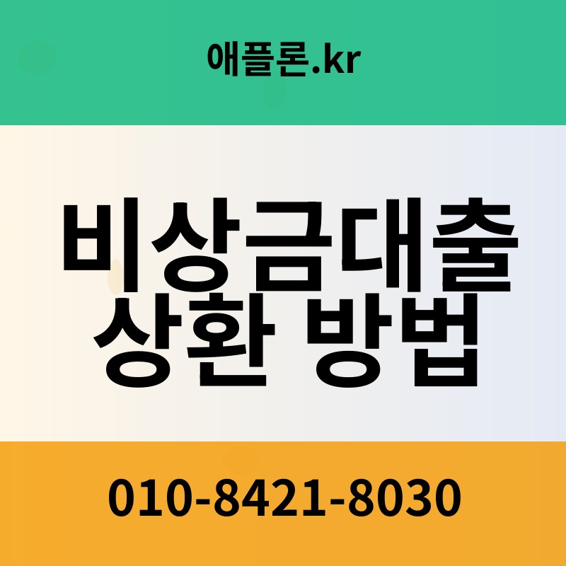 비상금대출 상환 방법 | 애플론.kr | 010-8421-8030