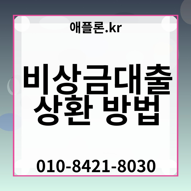 비상금대출 상환 방법 | 애플론.kr | 010-8421-8030