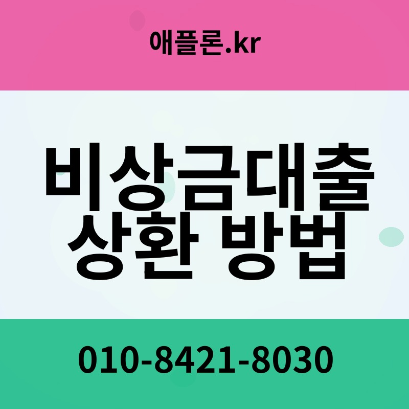 비상금대출 상환 방법 | 애플론.kr | 010-8421-8030