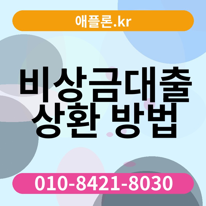 비상금대출 상환 방법 | 애플론.kr | 010-8421-8030