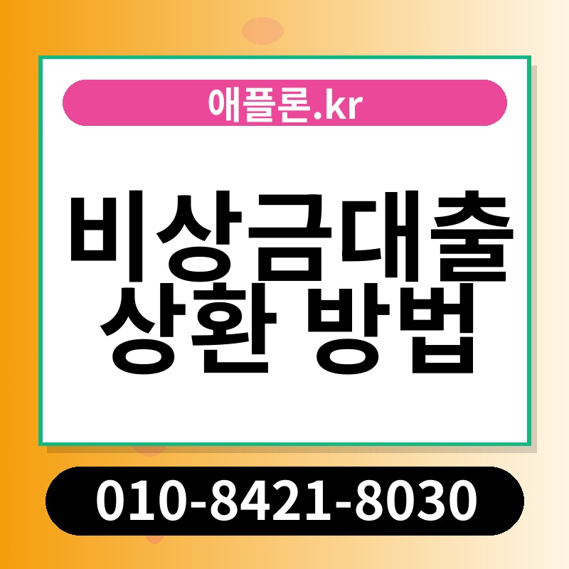 비상금대출 상환 방법 | 애플론.kr | 010-8421-8030