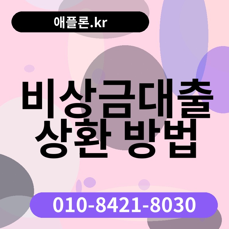 비상금대출 상환 방법 | 애플론.kr | 010-8421-8030