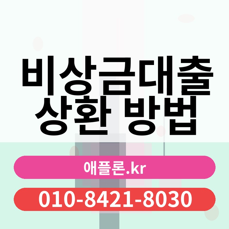 비상금대출 상환 방법 | 애플론.kr | 010-8421-8030