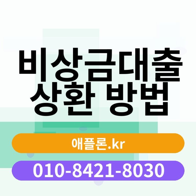 비상금대출 상환 방법 | 애플론.kr | 010-8421-8030