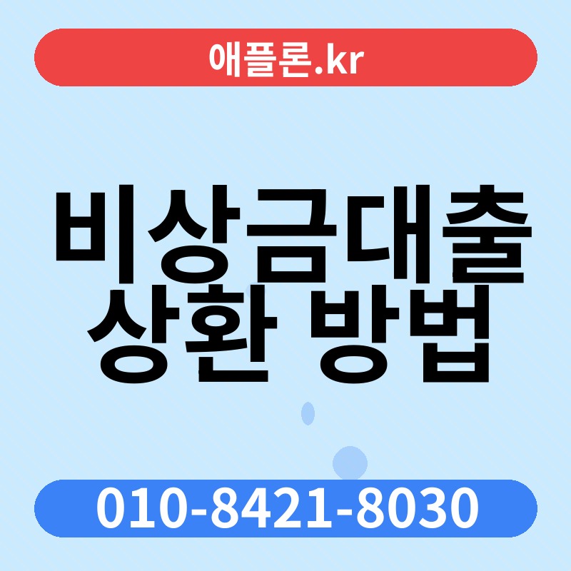 비상금대출 상환 방법 | 애플론.kr | 010-8421-8030