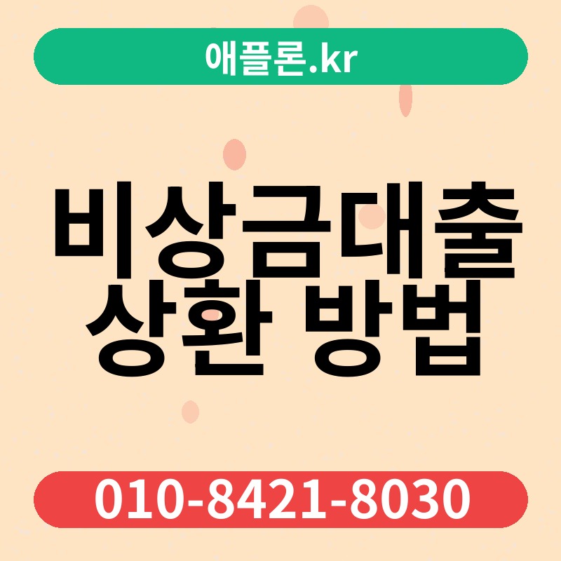 비상금대출 상환 방법 | 애플론.kr | 010-8421-8030