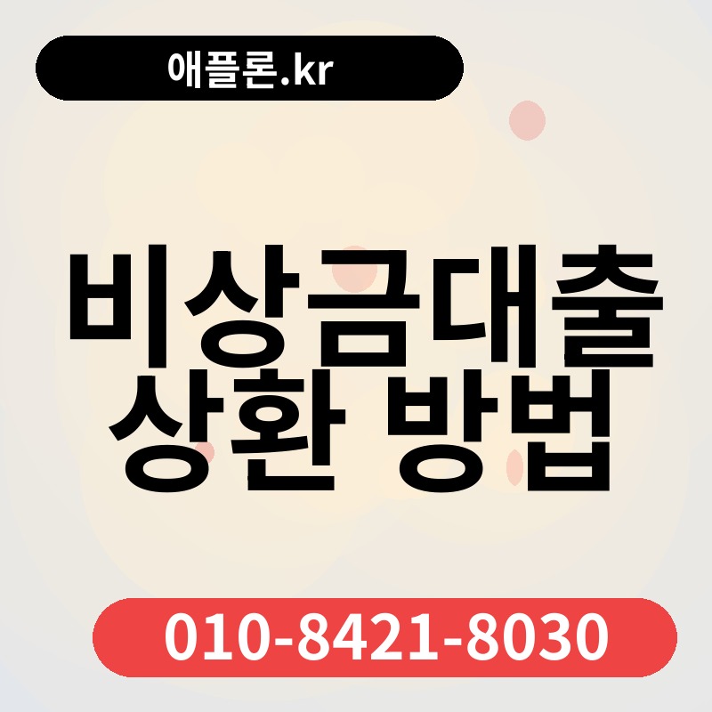 비상금대출 상환 방법 | 애플론.kr | 010-8421-8030