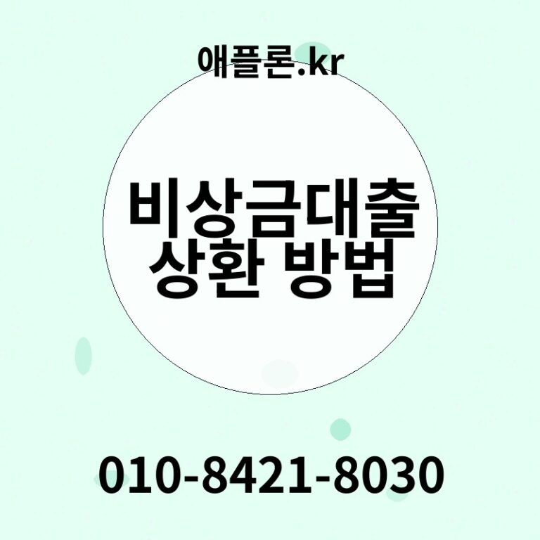 비상금대출 상환 방법 | 애플론.kr | 010-8421-8030