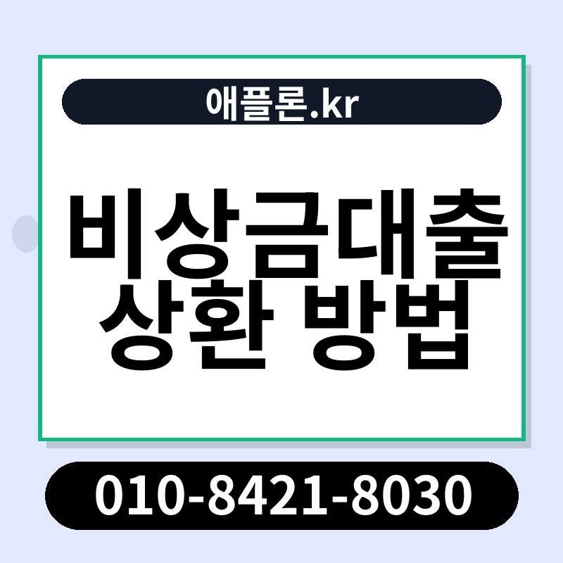 비상금대출 상환 방법 | 애플론.kr | 010-8421-8030
