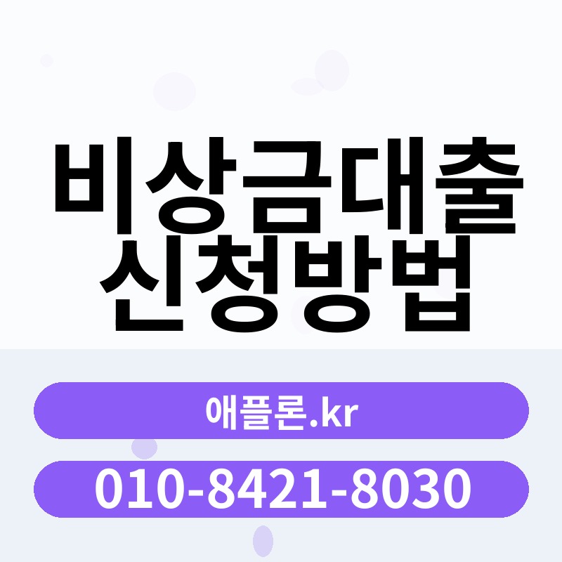 비상금대출 신청방법 | 애플론.kr | 010-8421-8030