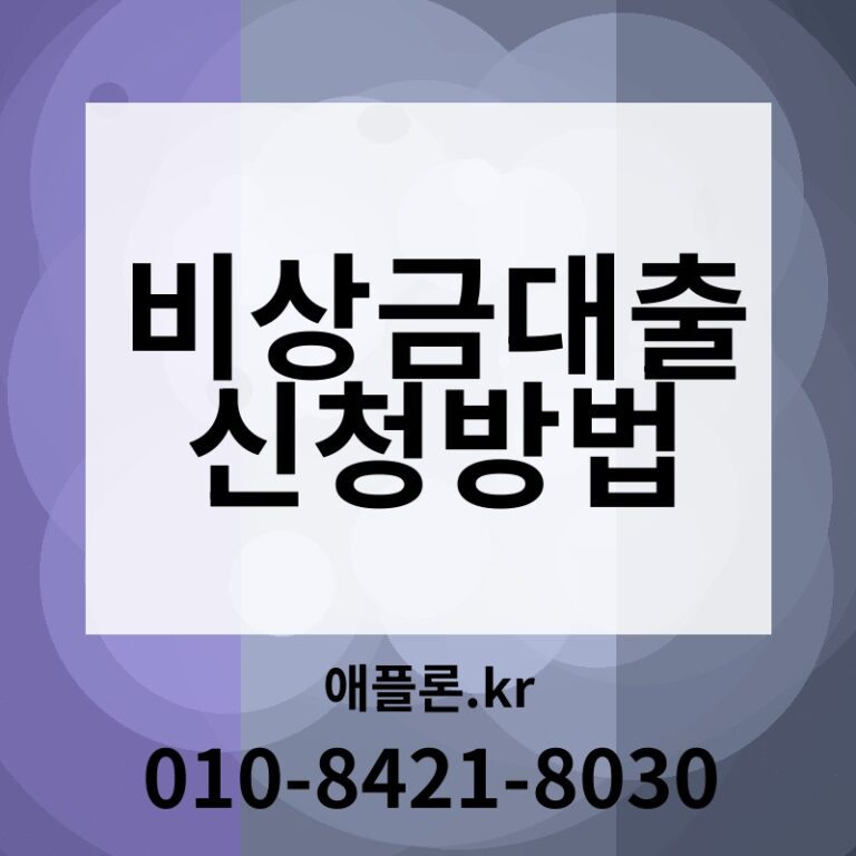 비상금대출 신청방법 | 애플론.kr | 010-8421-8030