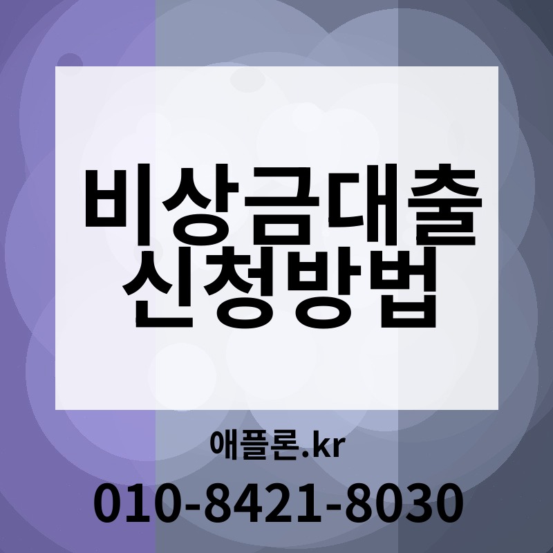 비상금대출 신청방법 | 애플론.kr | 010-8421-8030