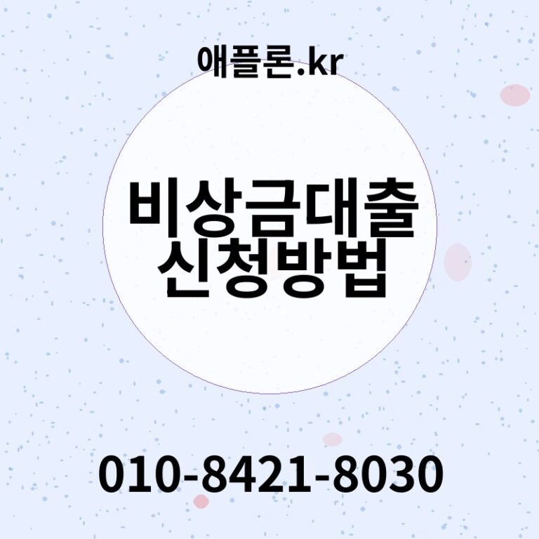 비상금대출 신청방법 | 애플론.kr | 010-8421-8030