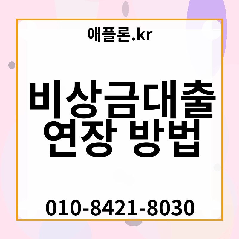 비상금대출 연장 방법 | 애플론.kr | 010-8421-8030