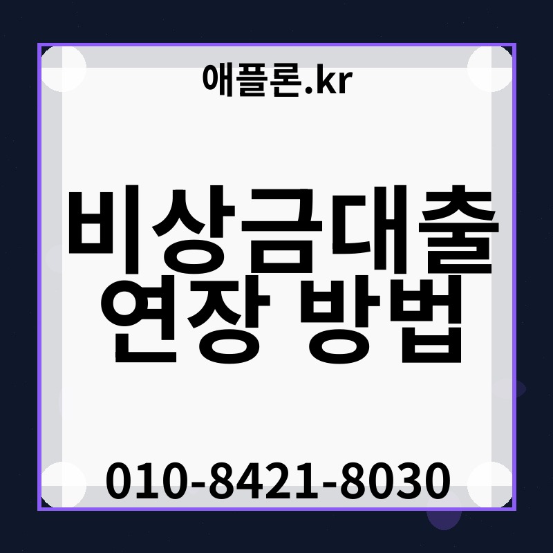 비상금대출 연장 방법 | 애플론.kr | 010-8421-8030