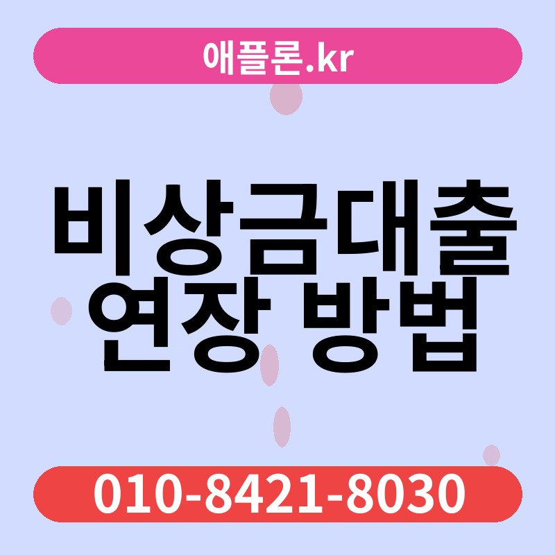 비상금대출 연장 방법 | 애플론.kr | 010-8421-8030