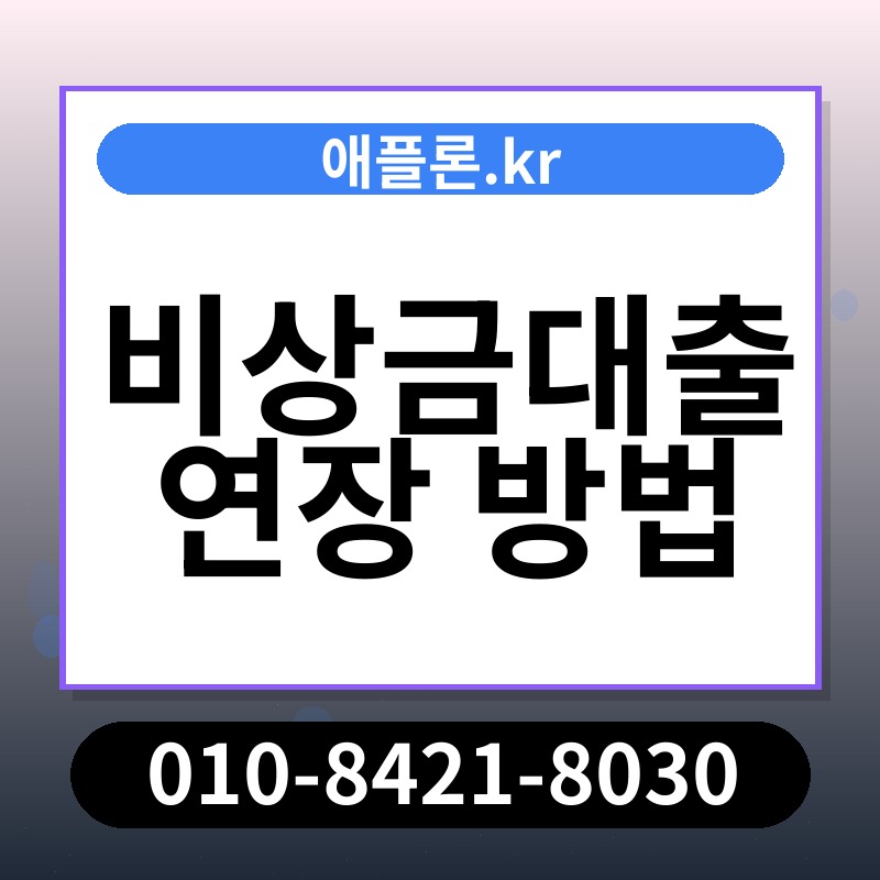 비상금대출 연장 방법 | 애플론.kr | 010-8421-8030