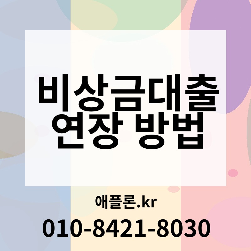 비상금대출 연장 방법 | 애플론.kr | 010-8421-8030