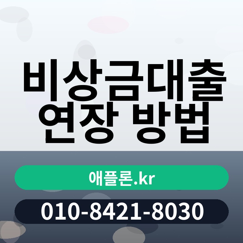 비상금대출 연장 방법 | 애플론.kr | 010-8421-8030