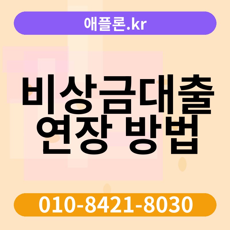 비상금대출 연장 방법 | 애플론.kr | 010-8421-8030