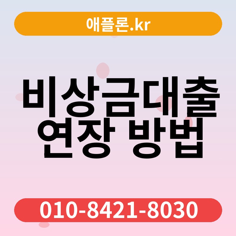 비상금대출 연장 방법 | 애플론.kr | 010-8421-8030