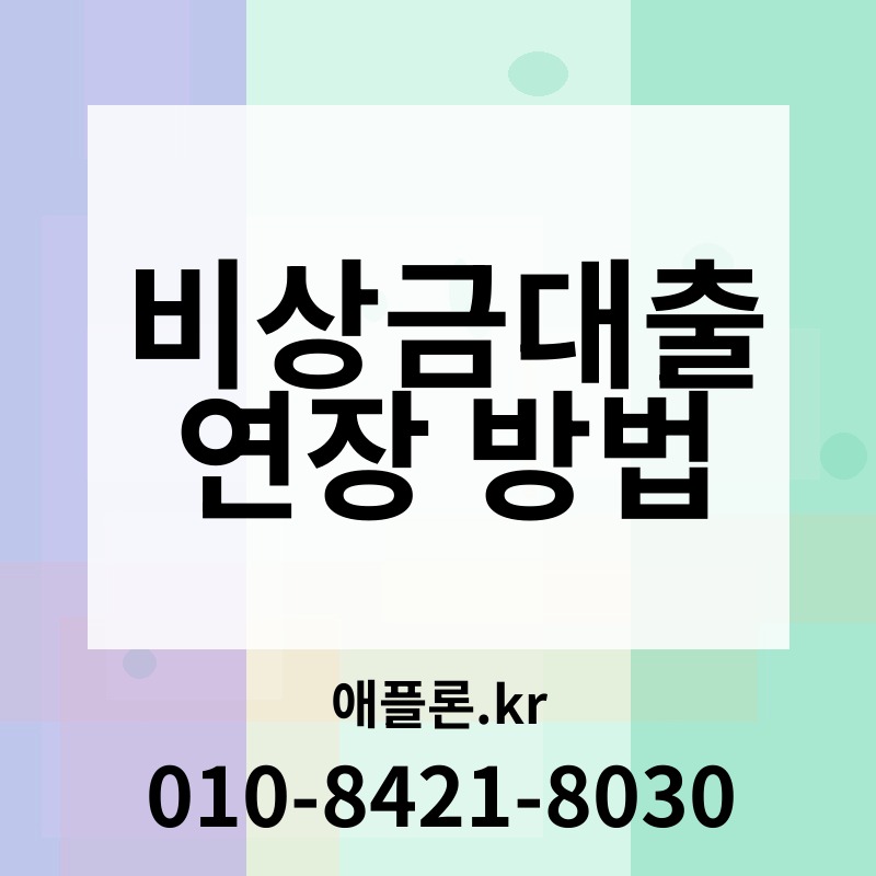 비상금대출 연장 방법 | 애플론.kr | 010-8421-8030